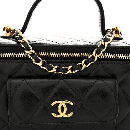 Chanel Lambskin Quilted Polly Pocket East West Top Vanity With Chain Black 8 of 10