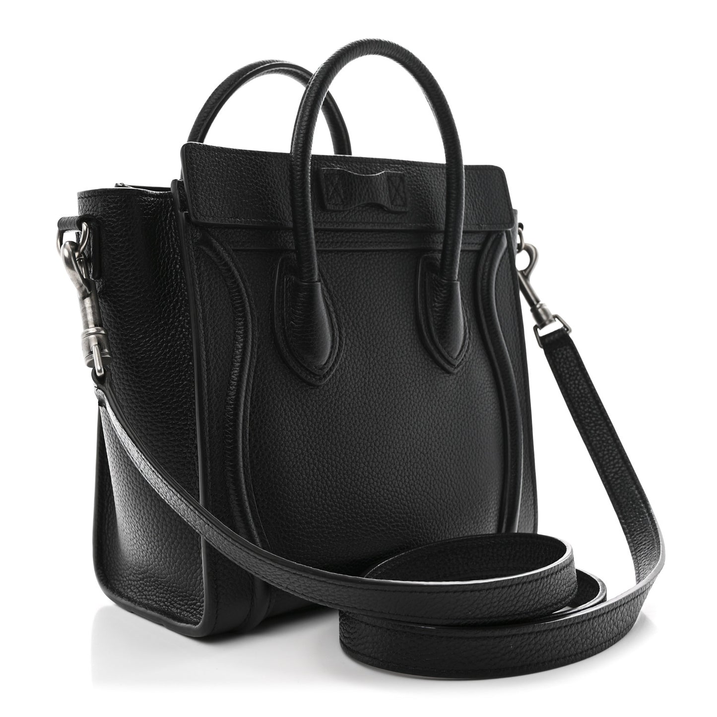 Drummed Calfskin Nano Luggage Black