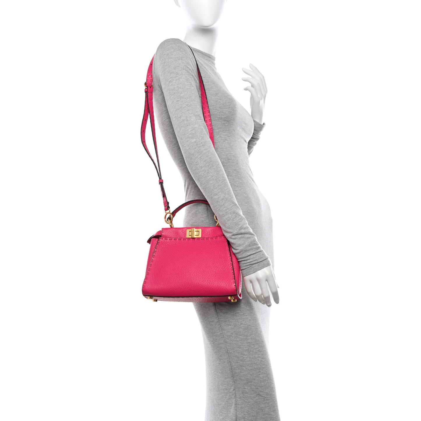 Cuoio Romano Selleria Mini Peekaboo Iconic Satchel Fuxia