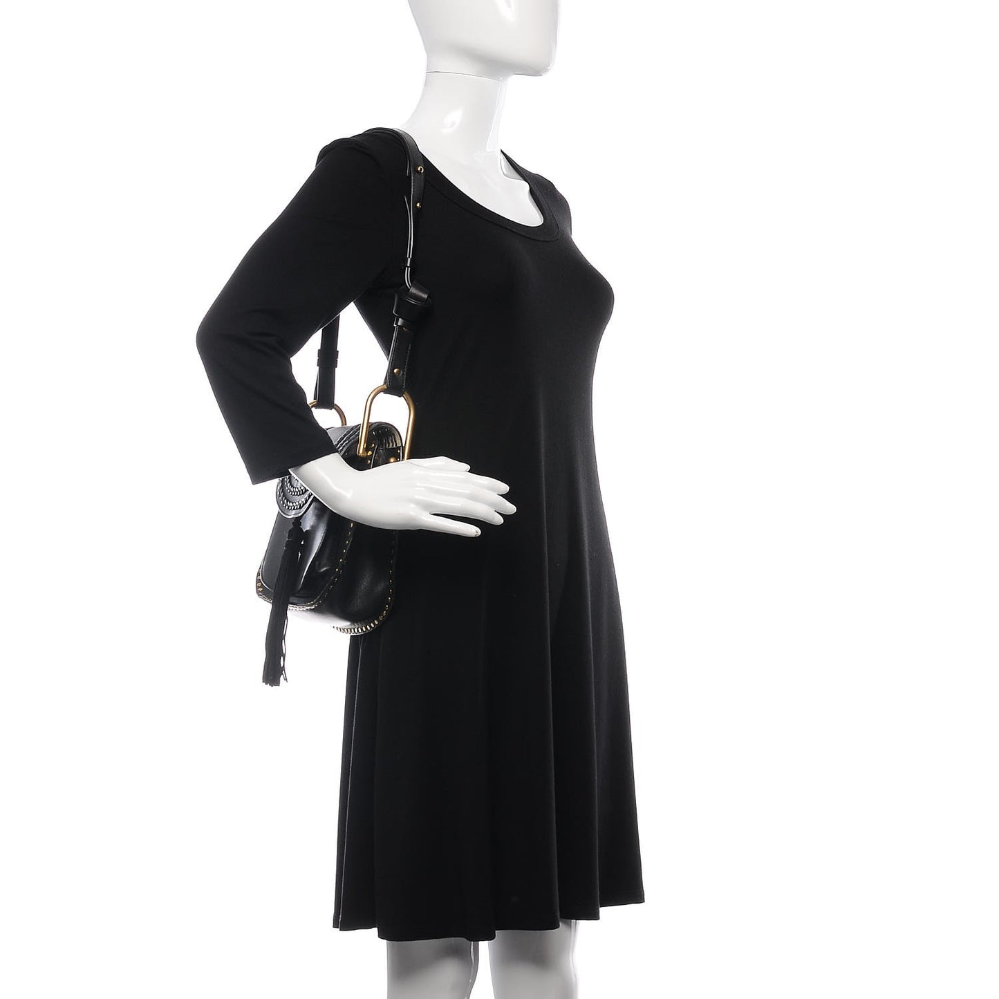 Calfskin Braided Small Hudson Shoulder Bag Black