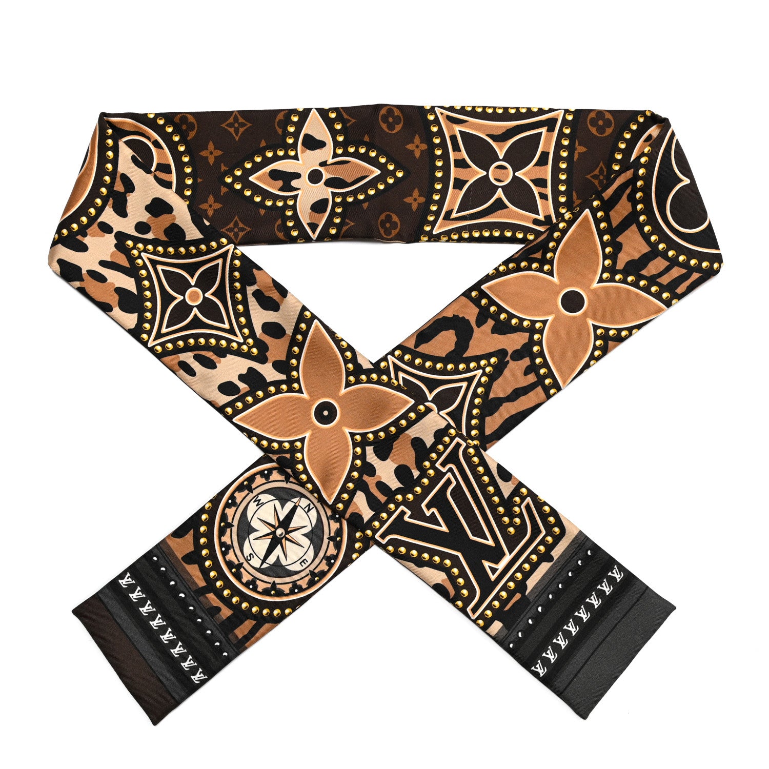 Louis Vuitton Silk Monogram LV World Bandeau Brown 1 of 5