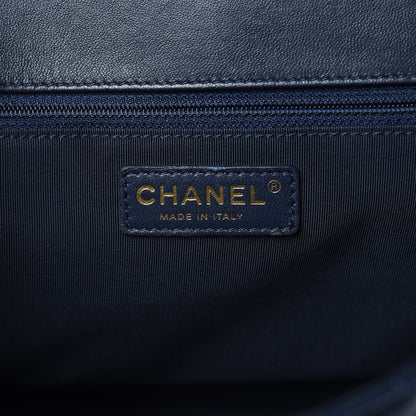 Chanel Lambskin Quilted Jumbo Mademoiselle Chic Flap Navy 6 of 16