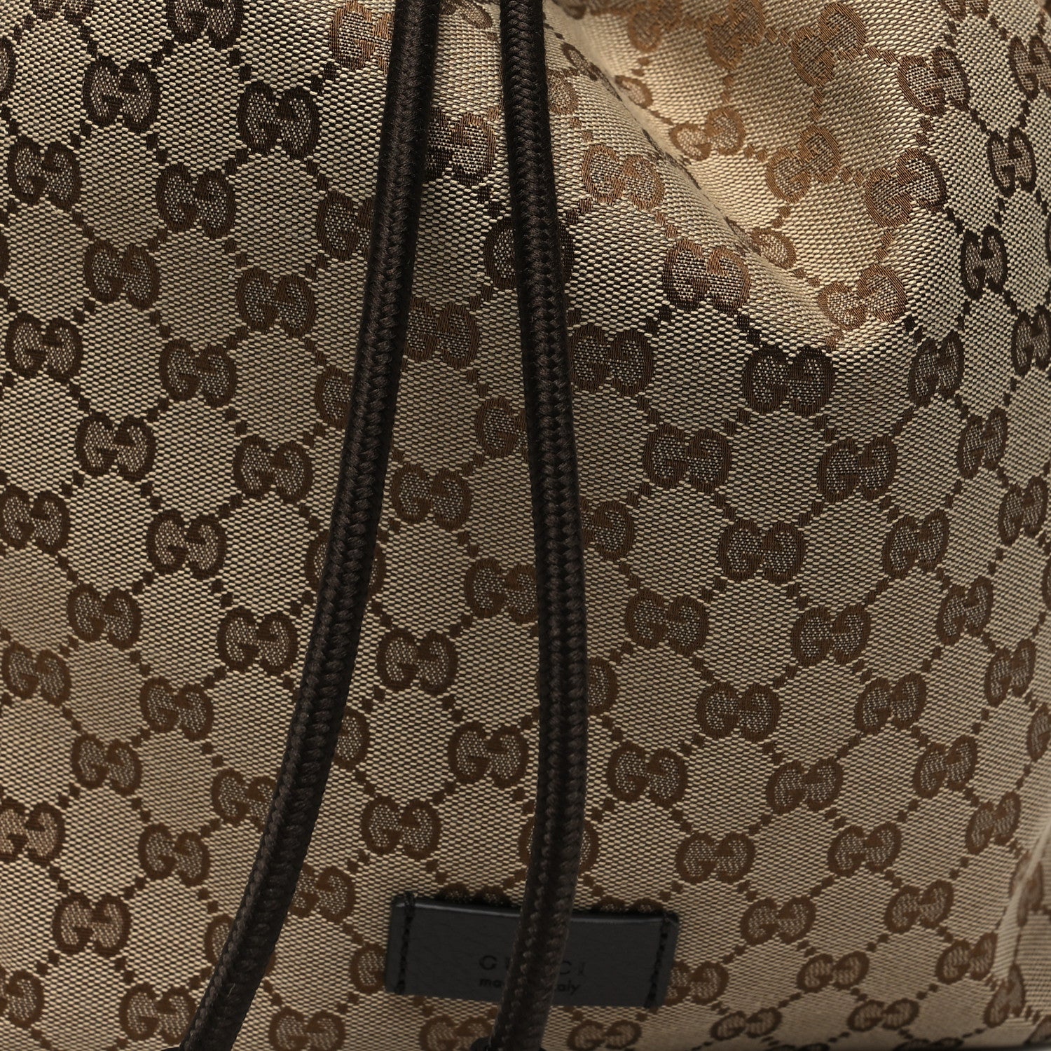 Gucci Monogram Dollar Calfskin O Drawstring Backpack Beige Ebony Testa di Moro Dark Chocolate 8 of 10