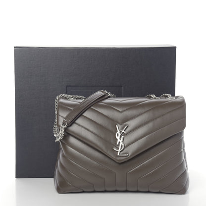 Saint Laurent Calfskin Y Quilted Monogram Medium Loulou Chain Satchel Earth 10 of 10
