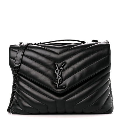 Saint Laurent Calfskin Y Quilted Monogram Monochrome Medium Loulou Chain Satchel Black 1 of 11