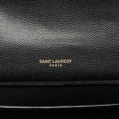 Saint Laurent Grain De Poudre Textured Mixed Matelasse Triquilt Medium Monogram Satchel Black 6 of 11