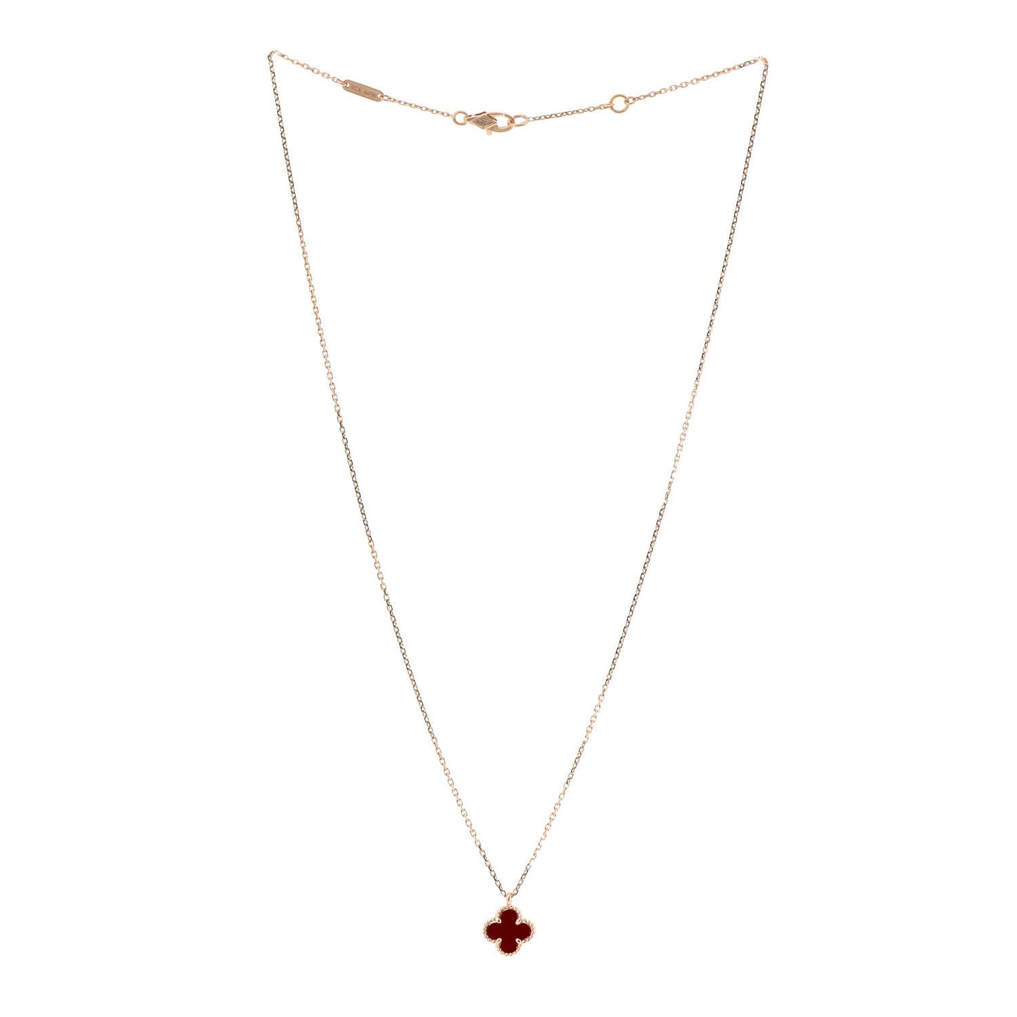 18K Rose Gold Carnelian Sweet Alhambra Pendant Necklace
