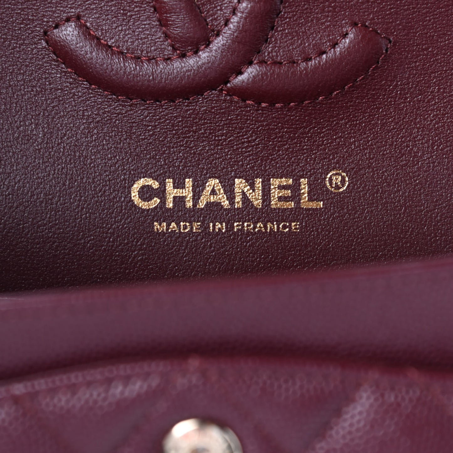 Caviar Quilted Small Double Flap Burgundy