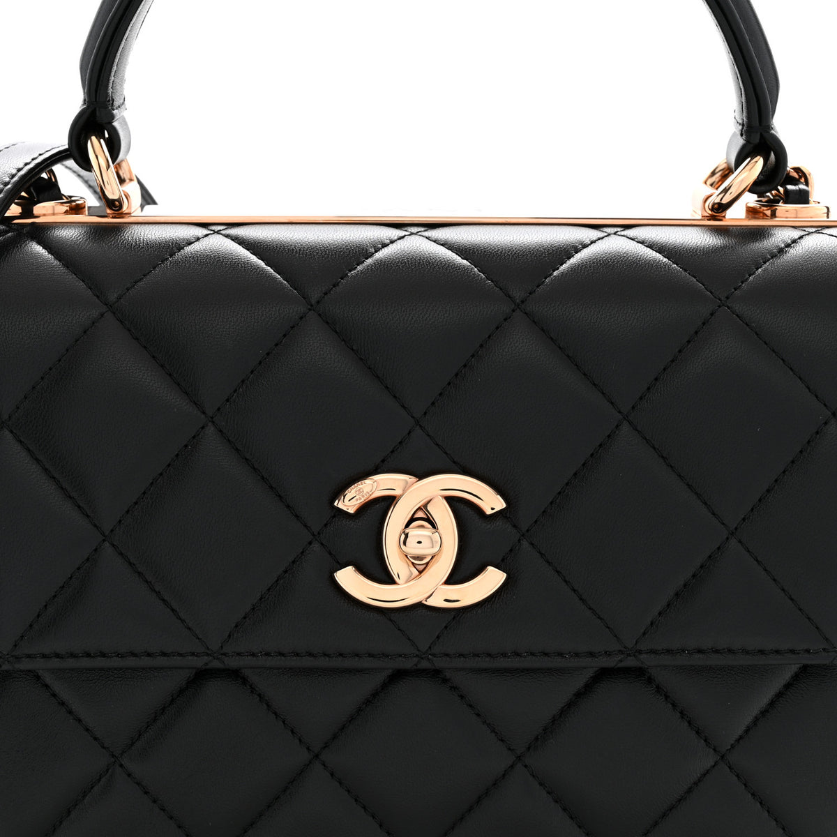 Lambskin Quilted Small Trendy CC Dual Handle Flap Bag Black