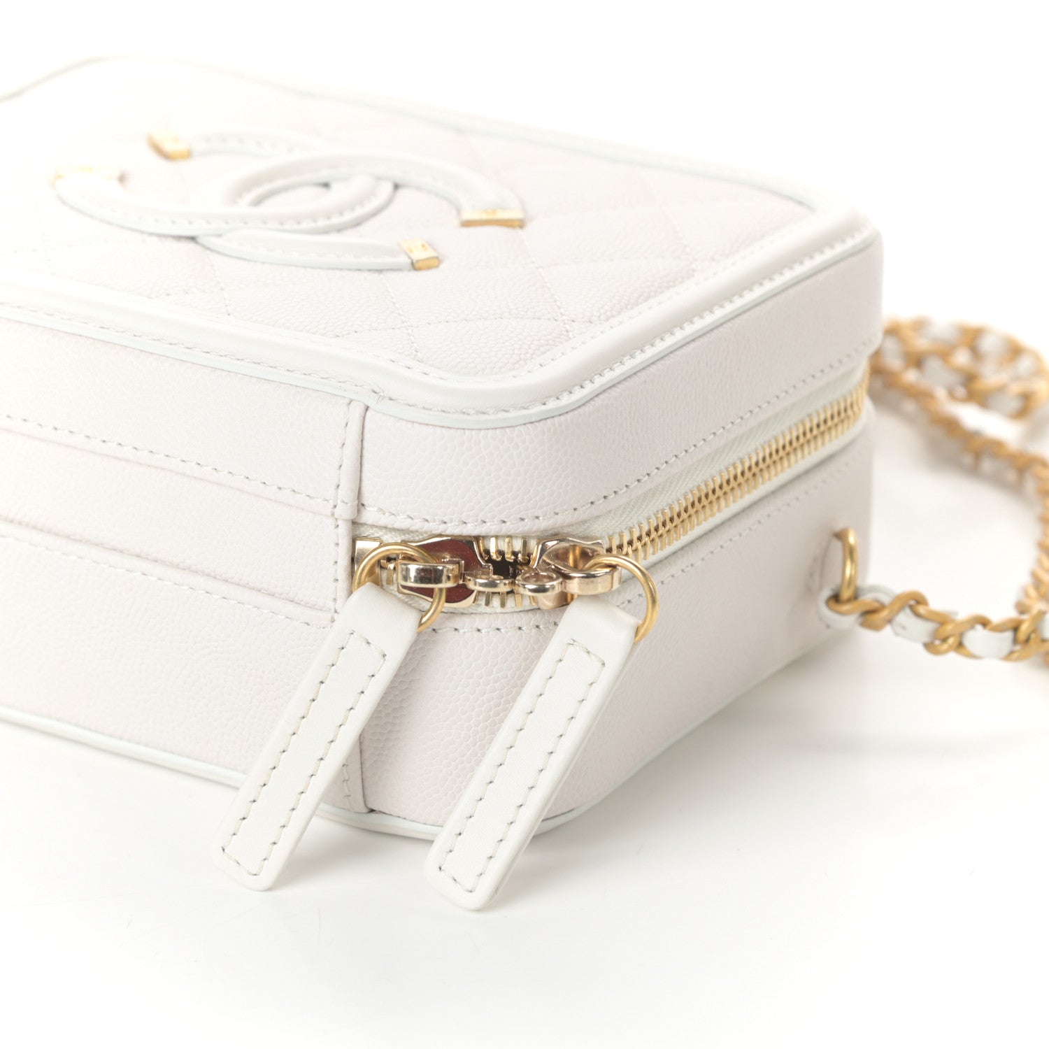 Chanel Caviar Quilted Small CC Filigree Vanity Case White 10 of 10