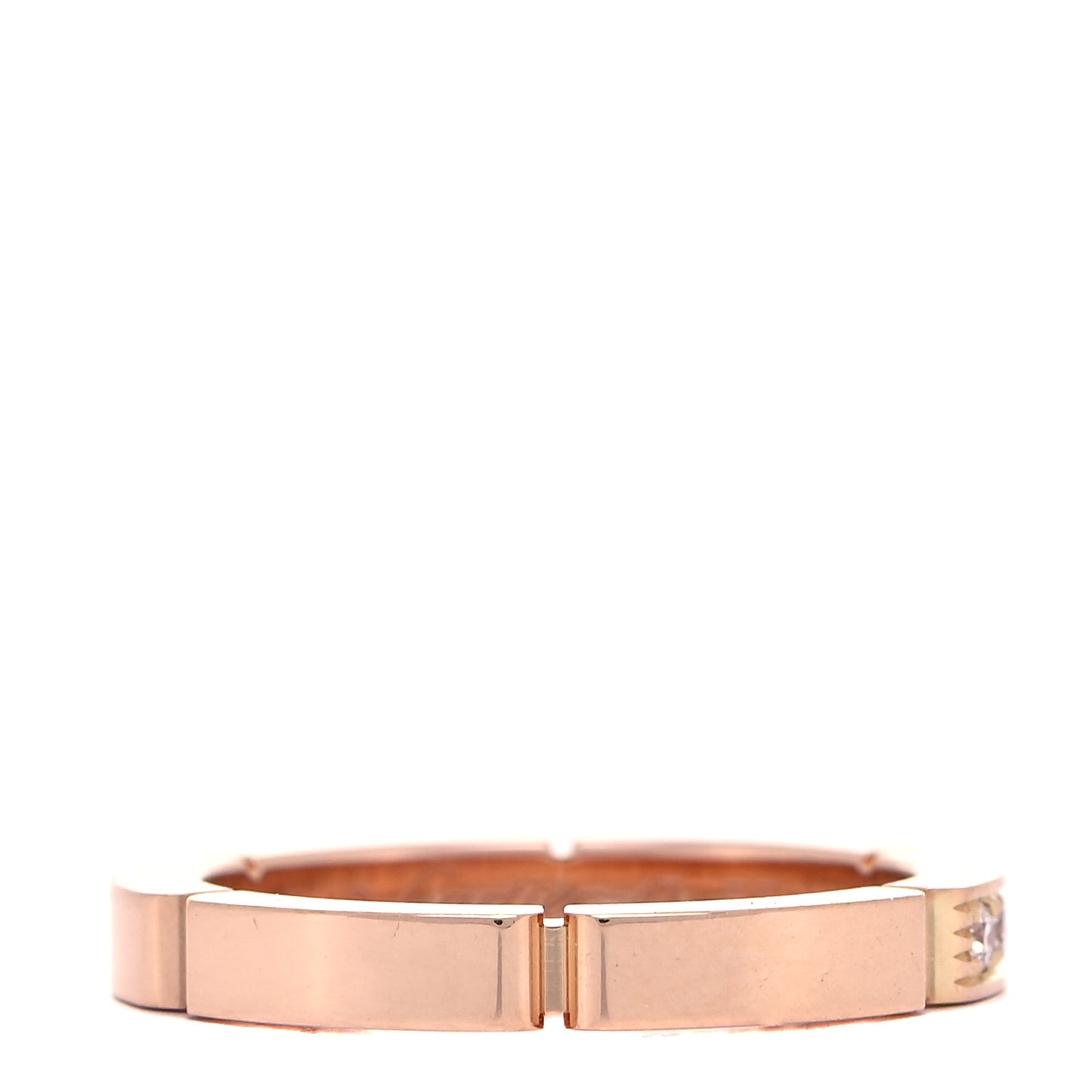 18K Pink Gold Diamond Maillon Panthere Half Diamond Wedding Band Ring 47 4