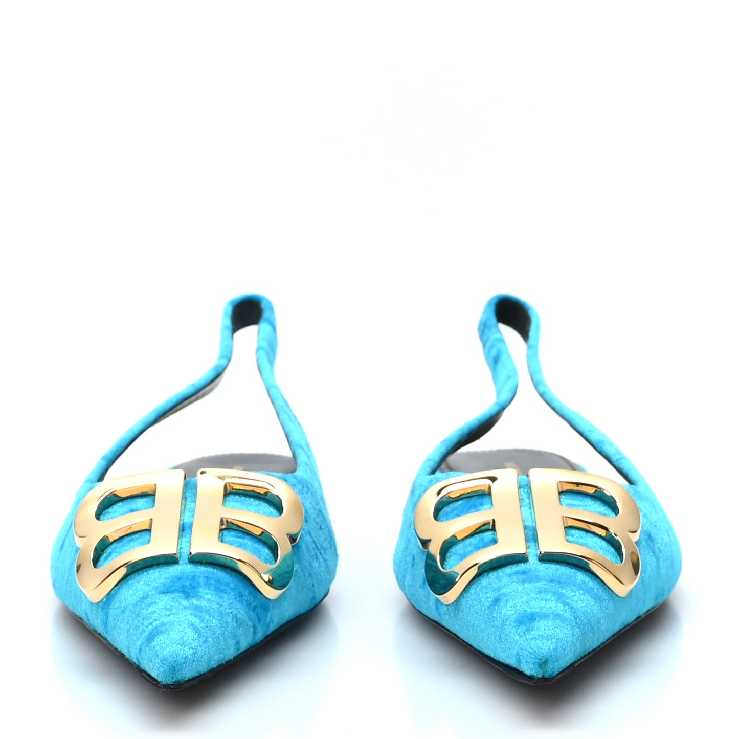 Crushed Velvet BB Knife Pointy Toe Slingback Flats 37.5 Turquoise