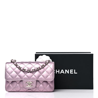Chanel Metallic Calfskin Quilted Mini Rectangular Flap Pink 12 of 12