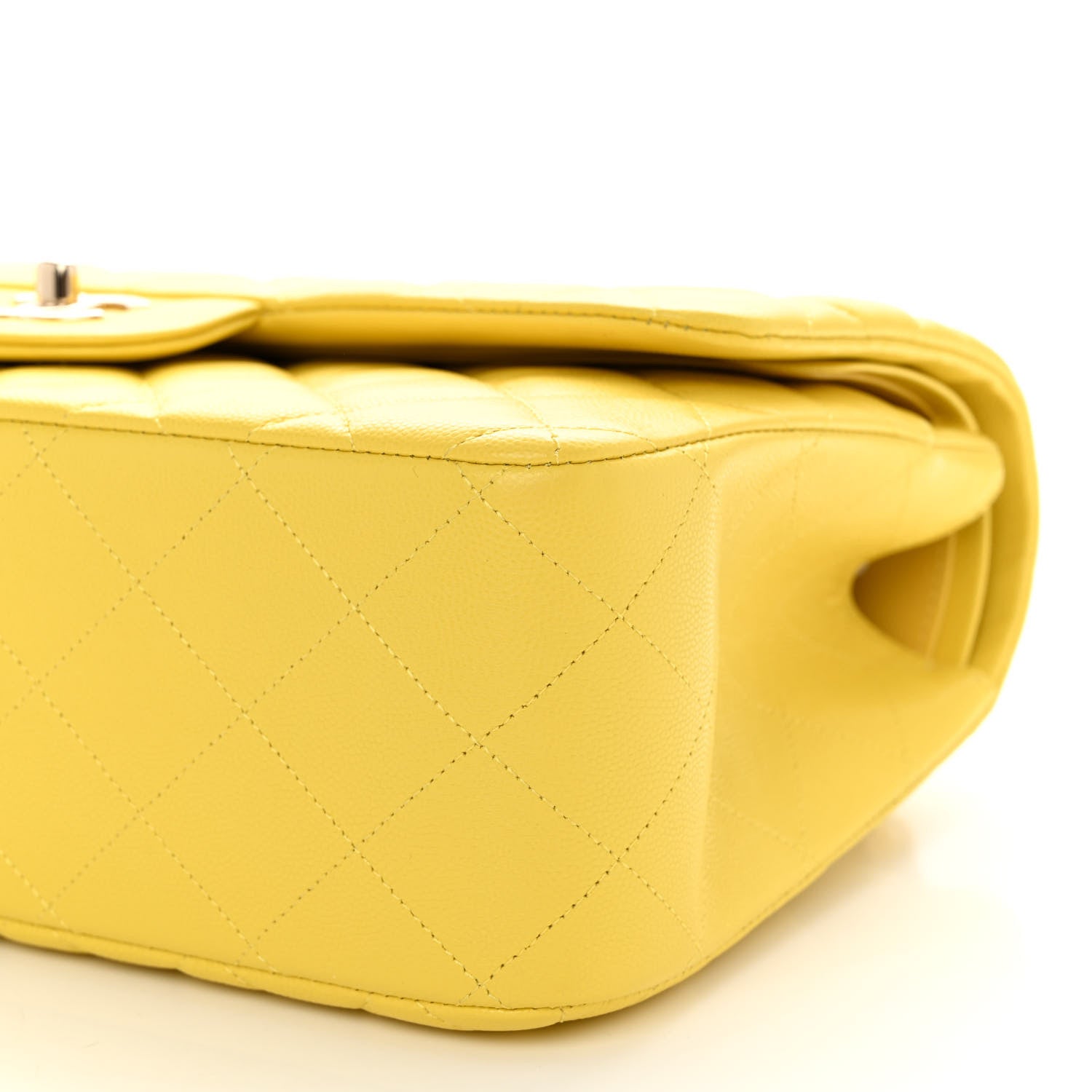 Chanel Caviar Quilted Jumbo Double Flap Yellow 9 of 10