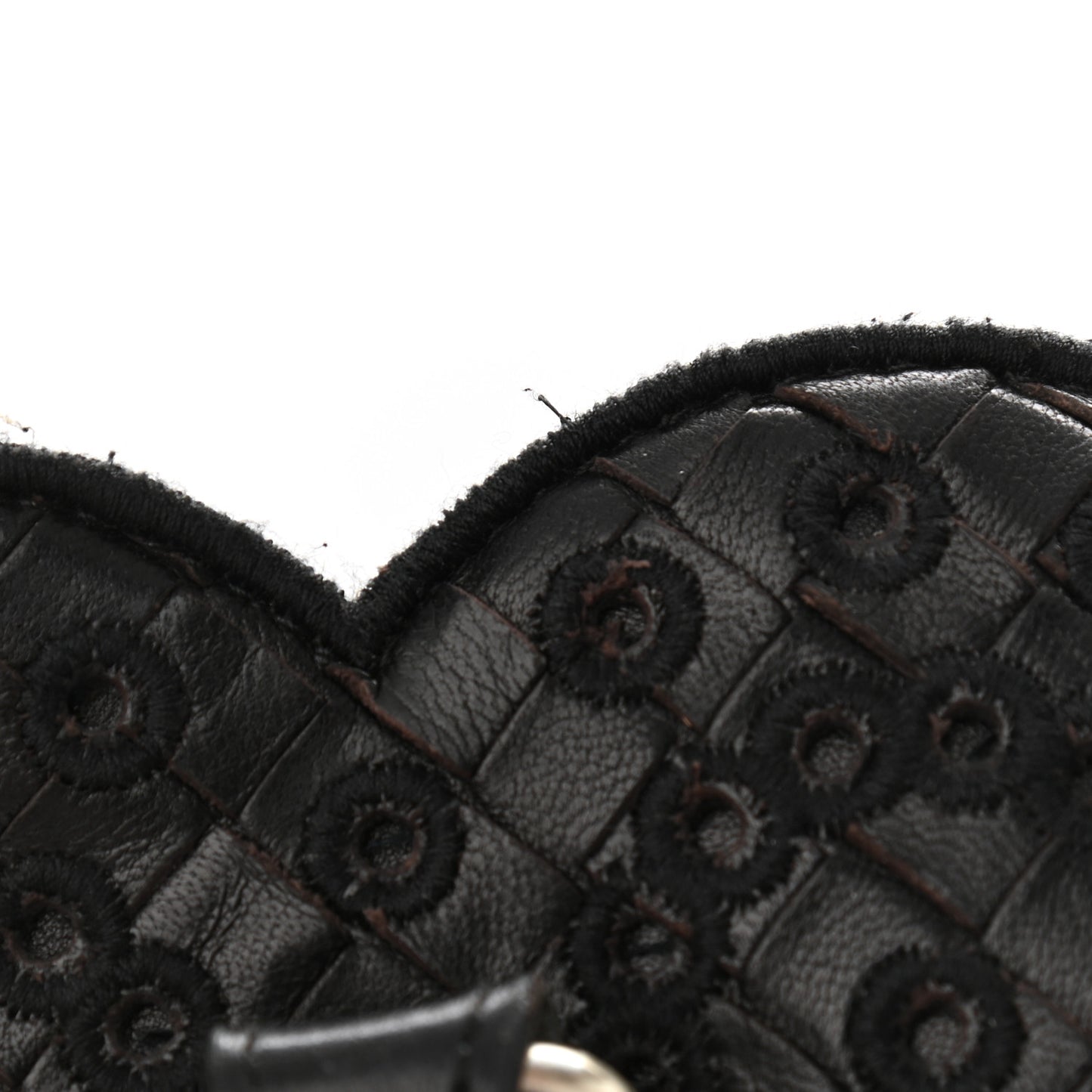 Nappa Intrecciato Embroidered Lace Shoulder Bag Black