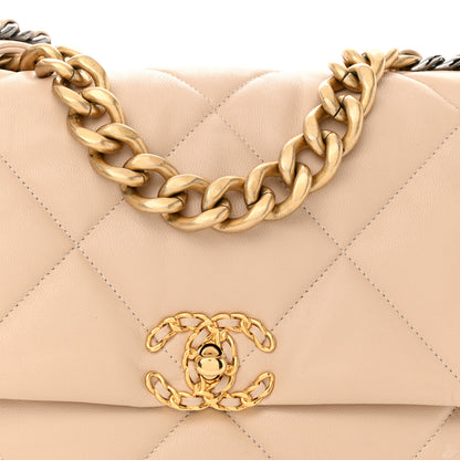 Chanel Goatskin Quilted Large Chanel 19 Flap Beige 8 of 10