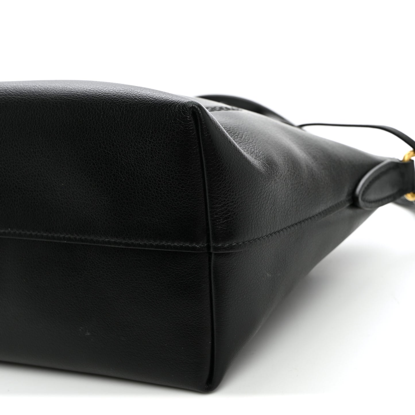 Glace Calfskin Embossed Logo Tote Black