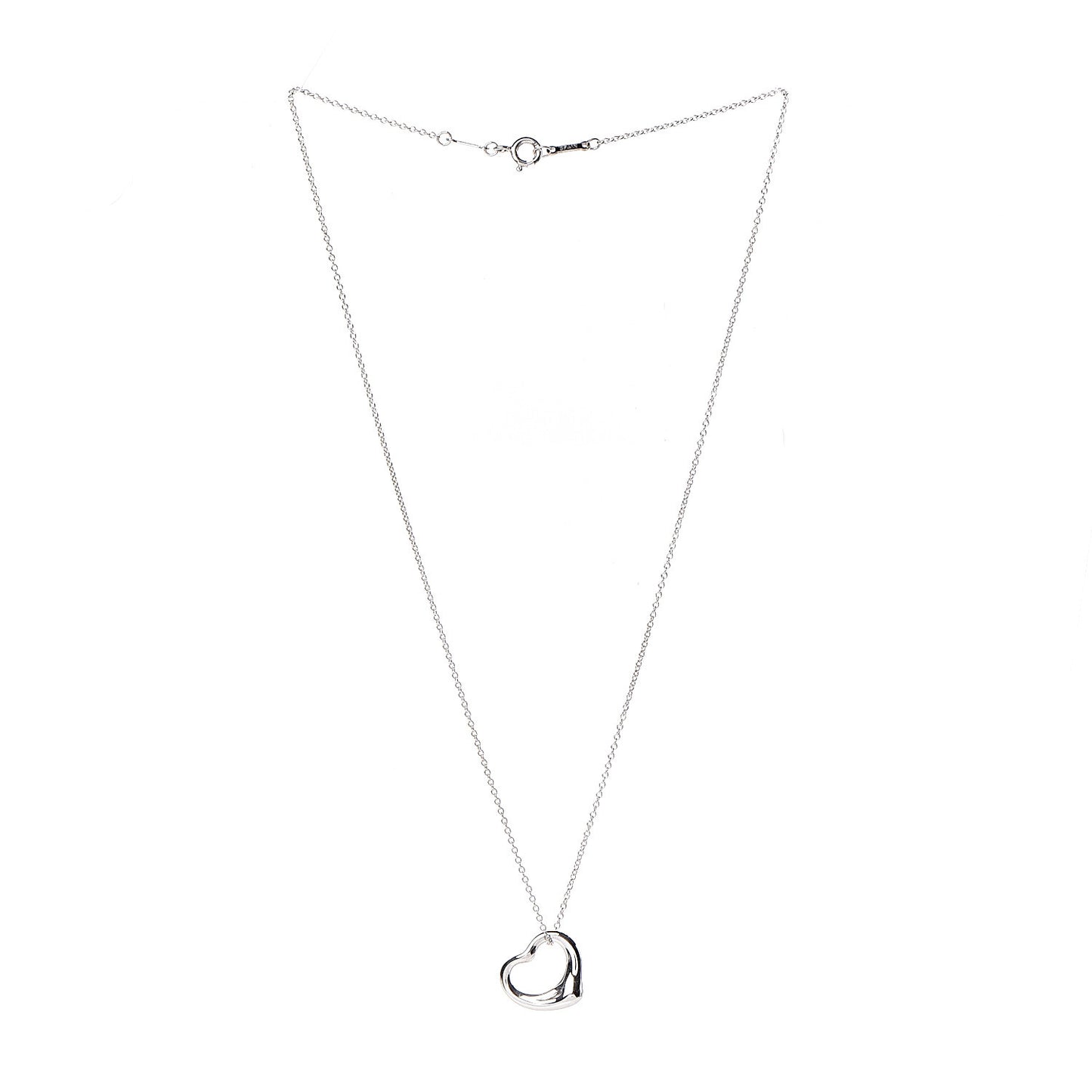 Sterling Silver 16mm Elsa Peretti Open Heart Pendant Necklace