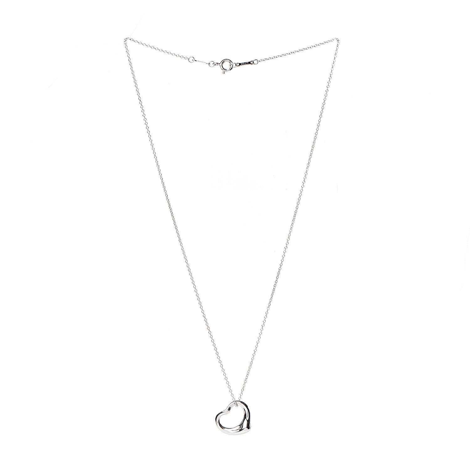 Tiffany Sterling Silver 16mm Elsa Peretti Open Heart Pendant Necklace 3 of 9