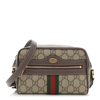 Gucci GG Supreme Monogram Web Mini Ophidia Shoulder Bag Brown 1 of 10