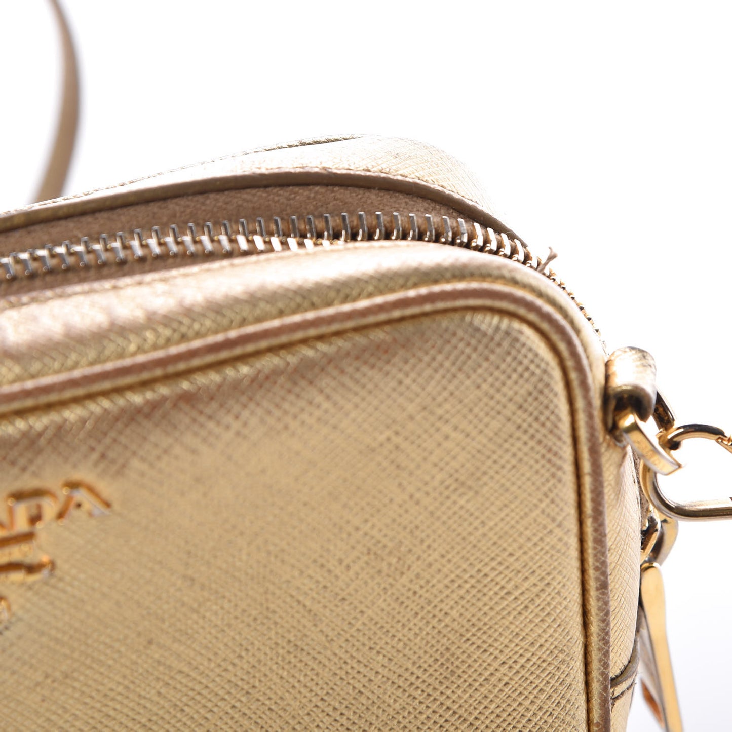 Metallic Saffiano Mini Camera Crossbody Platino