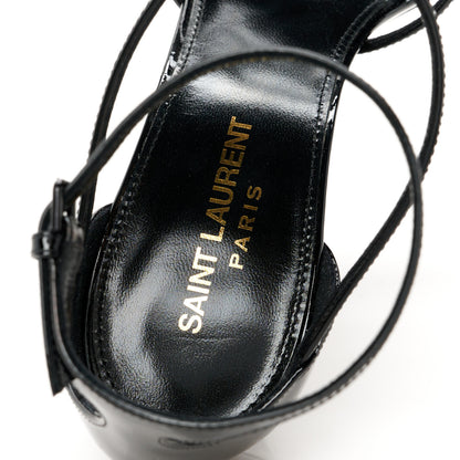 Saint Laurent Patent Cassandra 100 Ankle Strap Sandals 38.5 Black 7 of 10