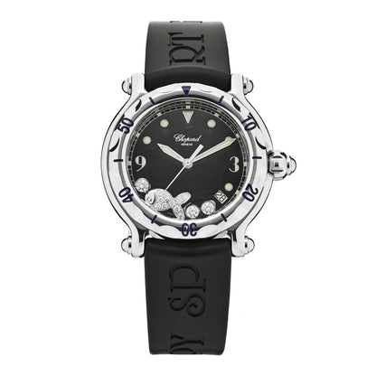 Chopard Stainless Steel Rubber Diamond 38mm Happy Sport Fish Quartz Watch Black 1 of 4