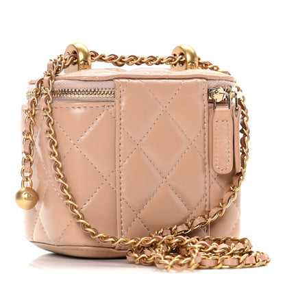 Chanel Calfskin Quilted Mini Perfect Fit Vanity Case With Chain Beige 2 of 15