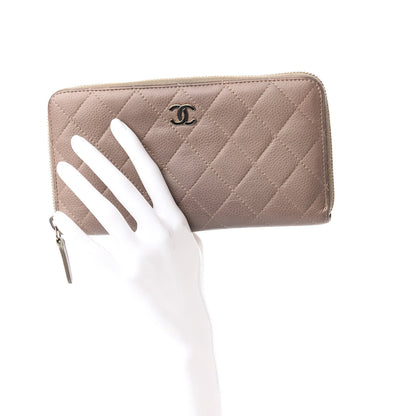 Chanel Caviar Quilted Large Gusset Zip Around Wallet Grey 2 of 12