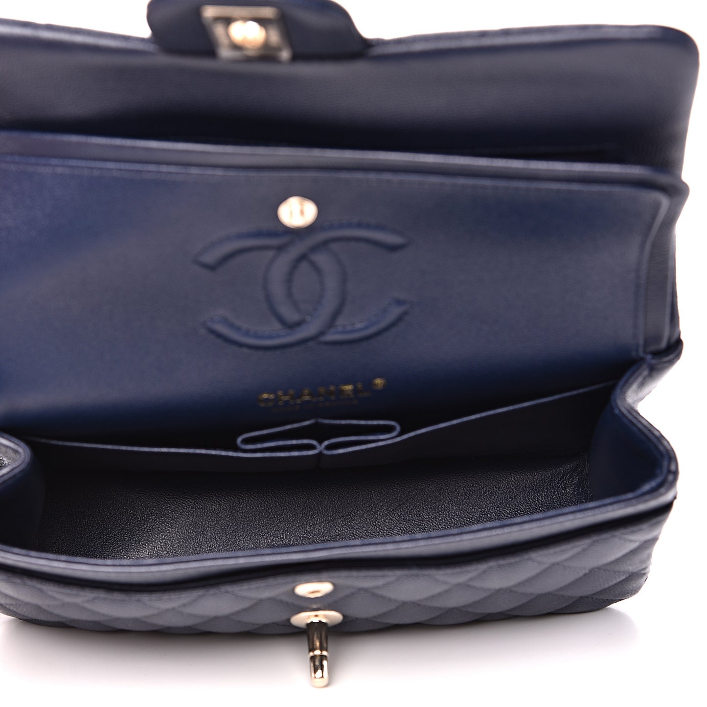 Caviar Quilted Small Double Flap Navy