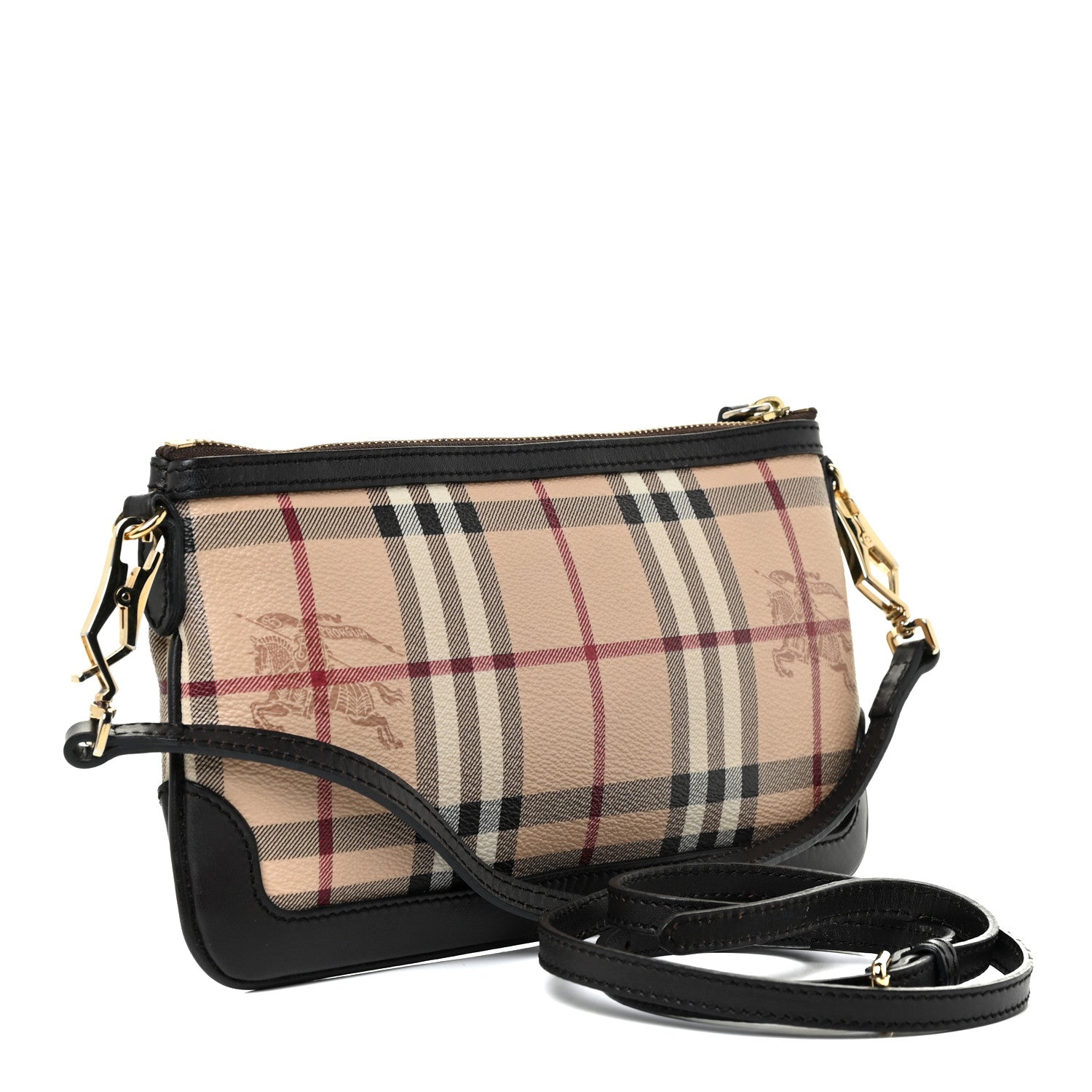Burberry Haymarket Check Small Peyton Crossbody Clutch Bag Chocolate 2 of 13