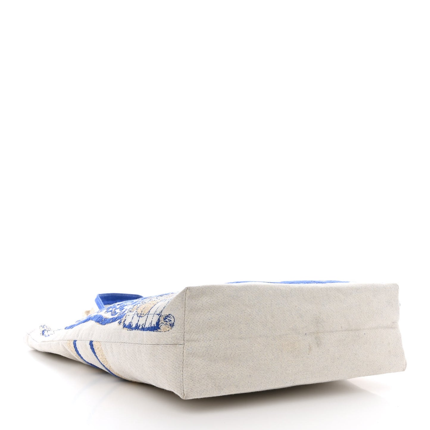 Canvas Print Tote Ivory Blue