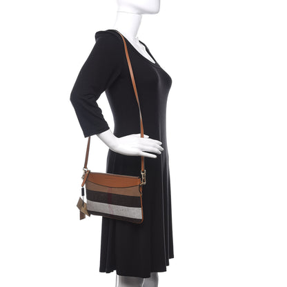 Burberry Mega Check Peyton Crossbody Clutch Bag Saddle Brown 2 of 11