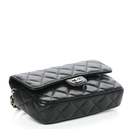 Chanel Caviar Quilted Flap Phone Holder With Chain Black 4 of 11