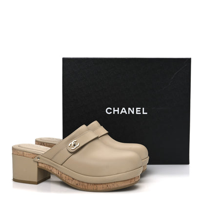 Chanel Calfskin CC Turn Lock Clogs 40 Beige 10 of 10