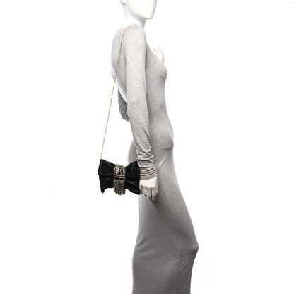 Jimmy Choo Suede Glitter Chandra Chain Clutch Black 2 of 9