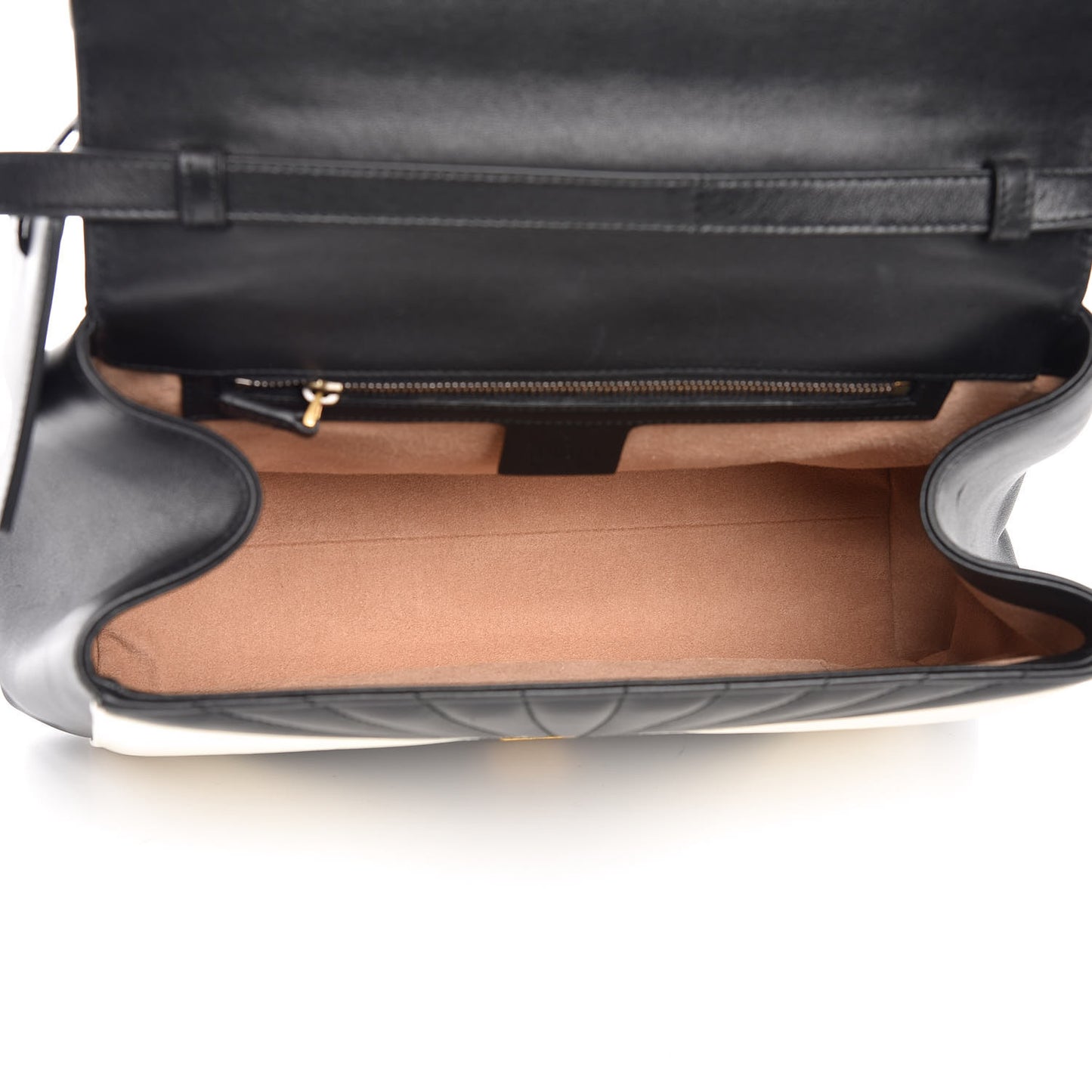 Calfskin Bamboo Trapuntata Queen Margaret Top Handle Bag Mystic White Black