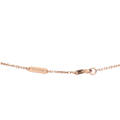 Van Cleef & Arpels 18K Rose Gold Diamond Pink Porcelain Vintage Alhambra Pendant Necklace 4 of 5