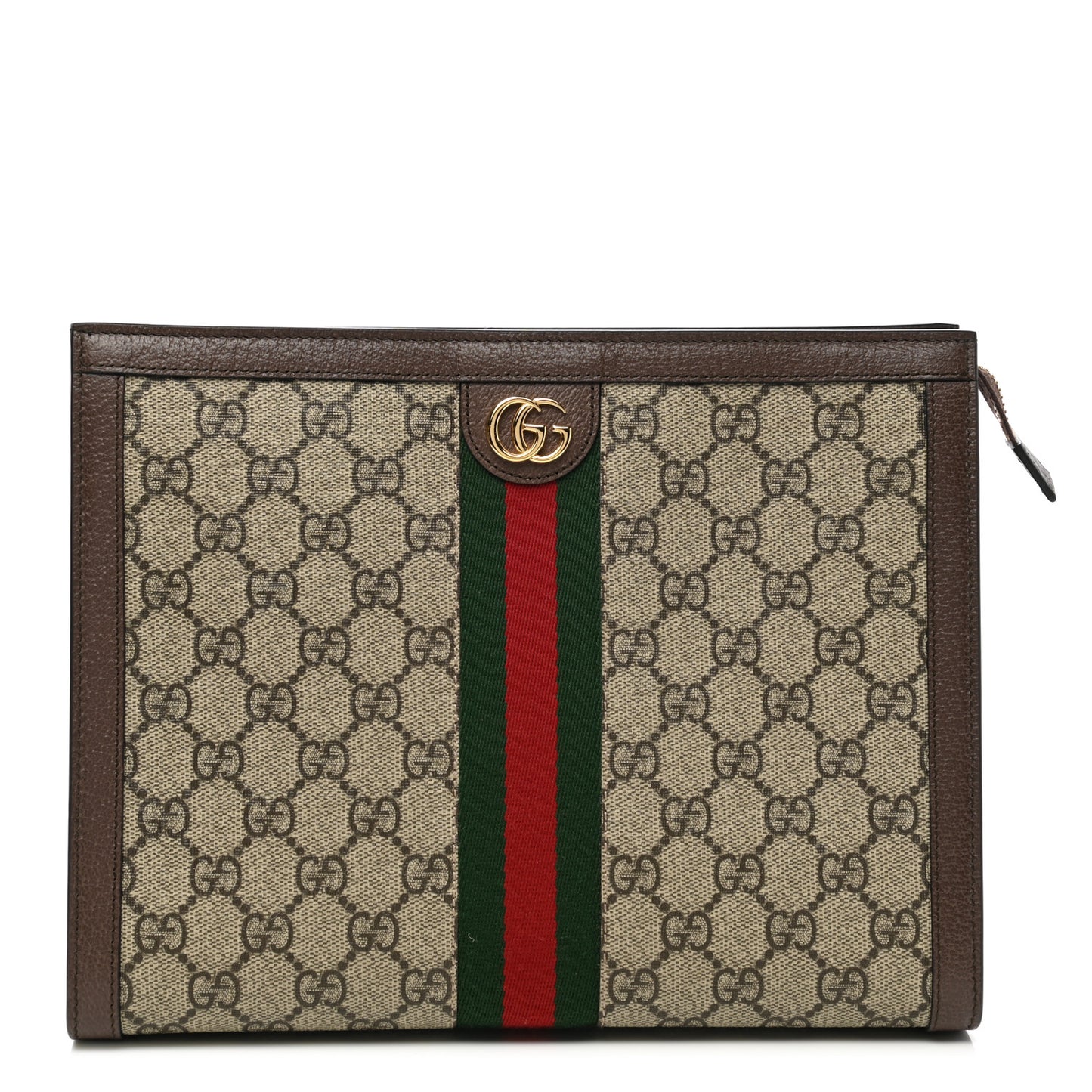 GG Supreme Monogram Web Ophidia Pouch Brown