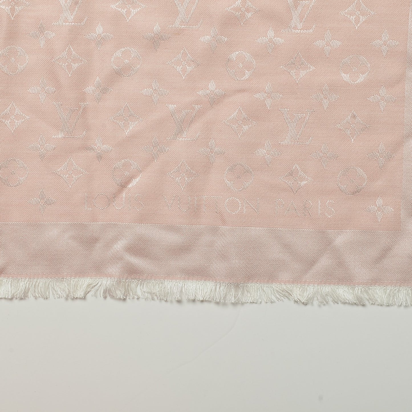 Silk Wool Monogram Denim Shawl Rose