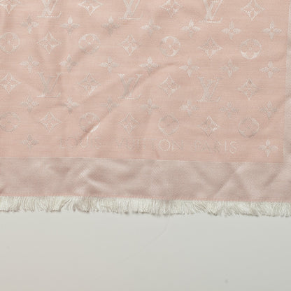 Louis Vuitton Silk Wool Monogram Denim Shawl Rose 4 of 5
