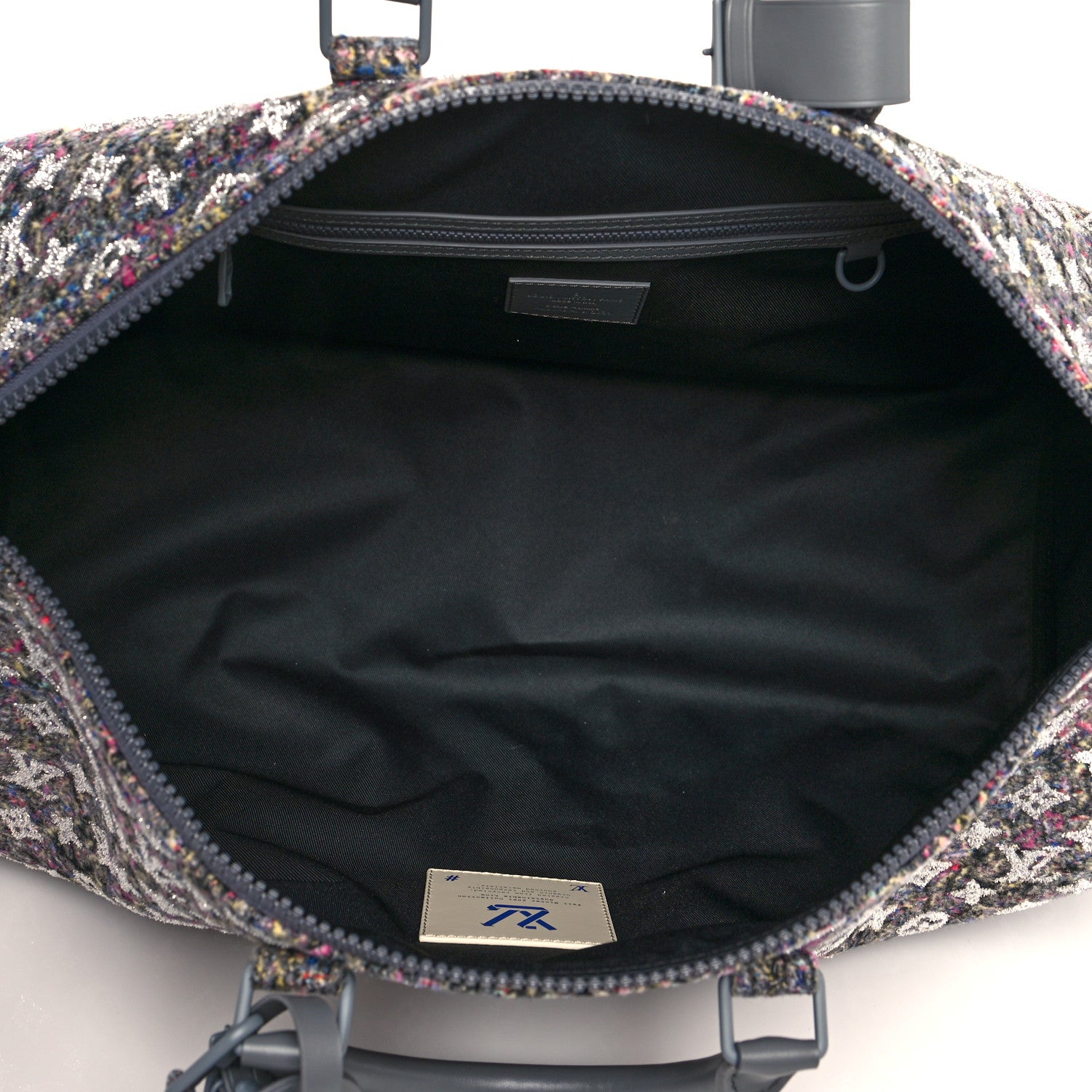 Louis Vuitton Wool Cotton Monogram Jacquard Embroidered LV Felt Keepall Bandouliere 50 Gris 4 of 9