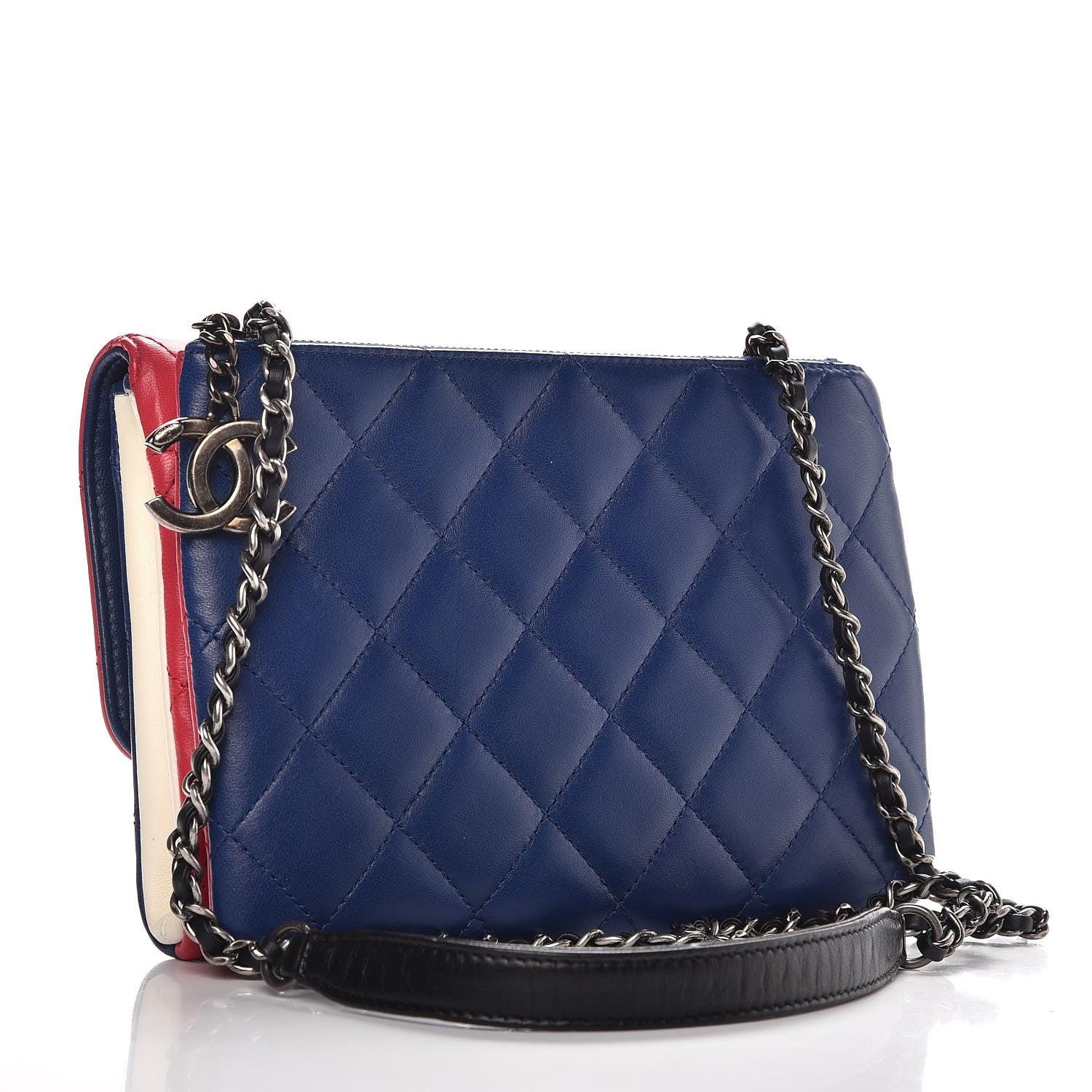 Chanel Lambskin Quilted Tri-color Crossbody Bag Dark Pink 3 of 9