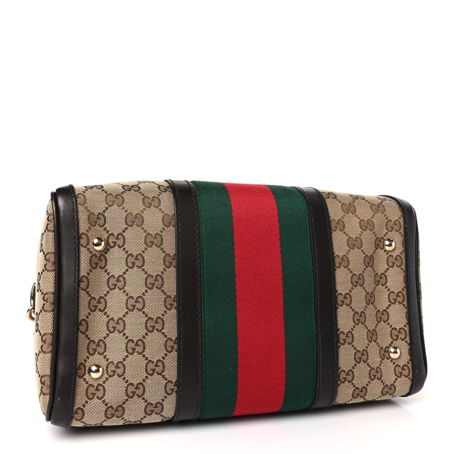 Monogram Selleria Calfskin Vintage Web Medium Boston Beige Ebony Cocoa