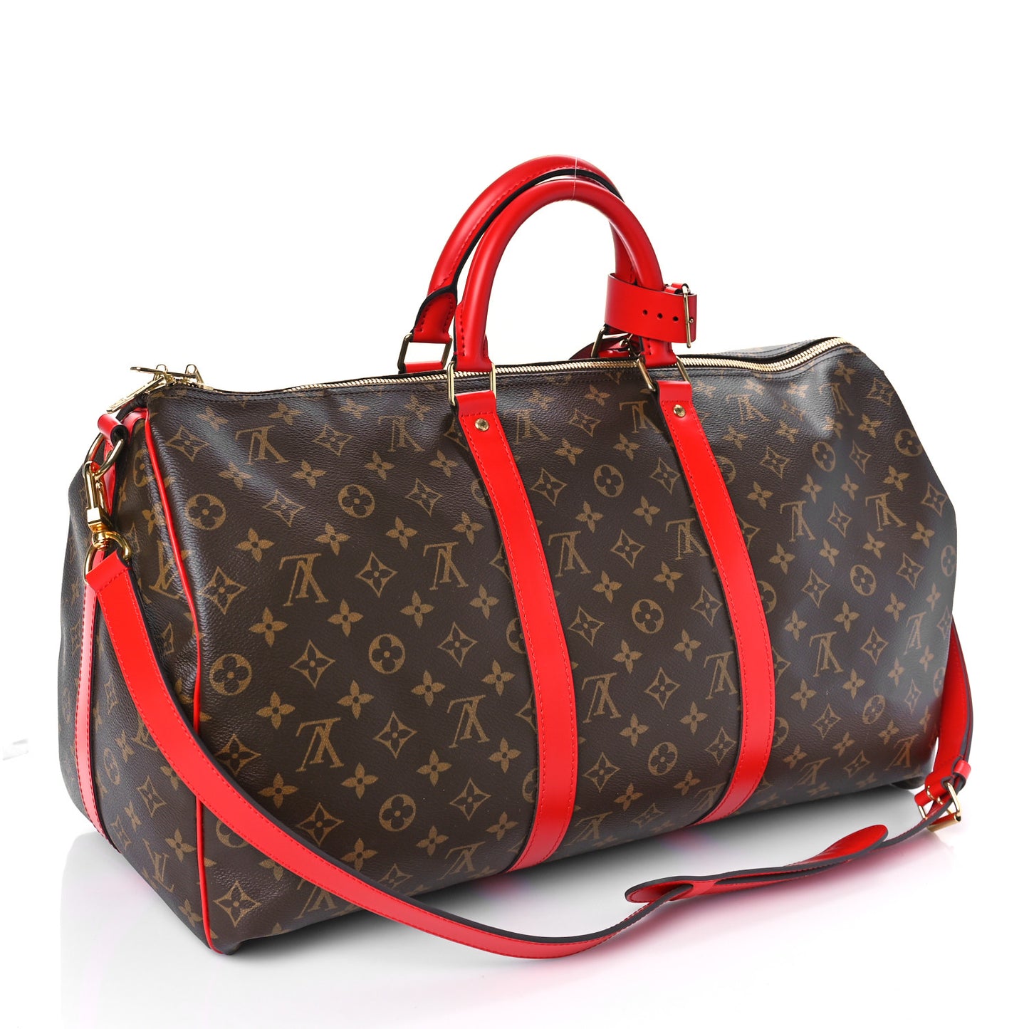 Calfskin Monogram Keepall Bandouliere 50 Coquelicot