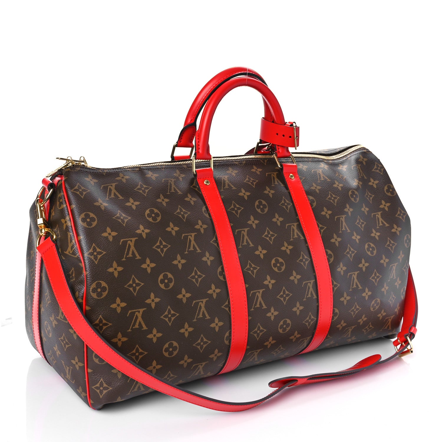 Louis Vuitton Calfskin Monogram Keepall Bandouliere 50 Coquelicot 3 of 9