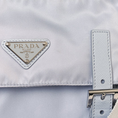 Prada Re-Nylon Vela Saffiano Pocket Double Buckle Messenger Shoulder Bag Fiordaliso 8 of 15