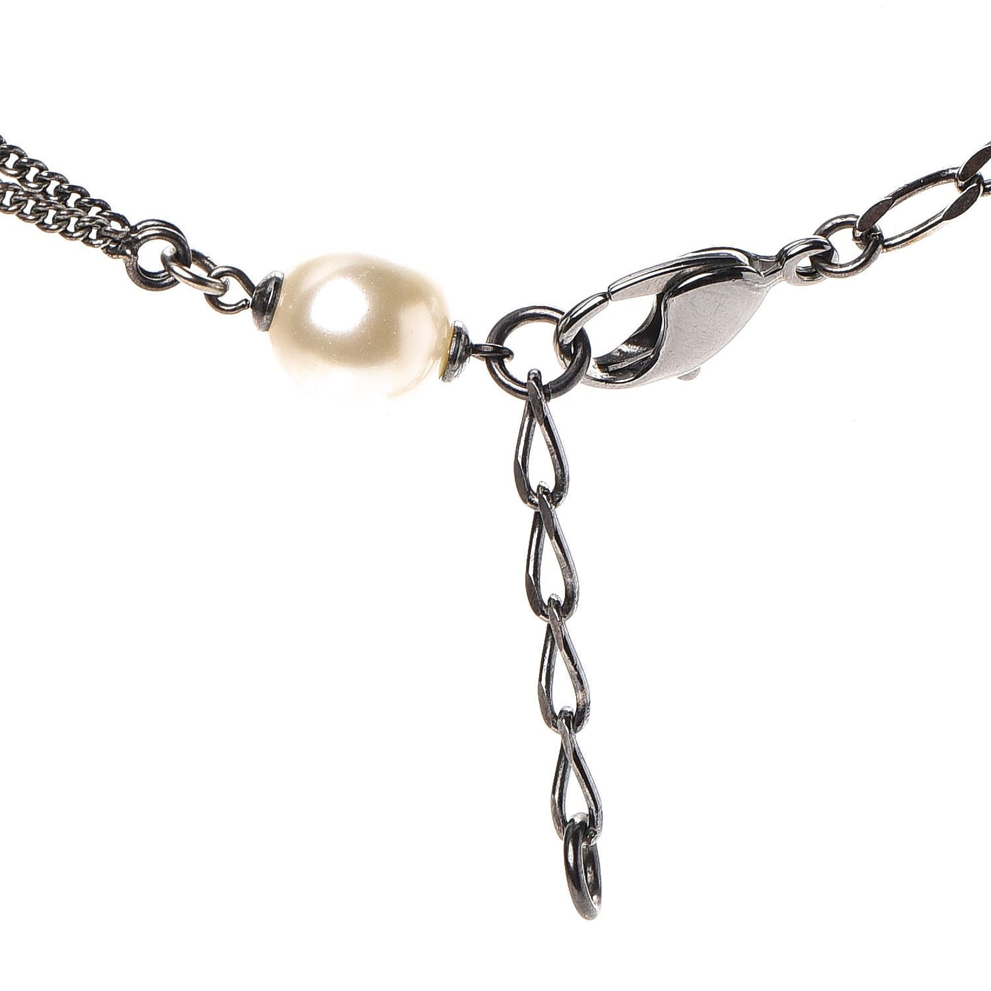 Ruthenium Pearl Crystal CC Necklace Black
