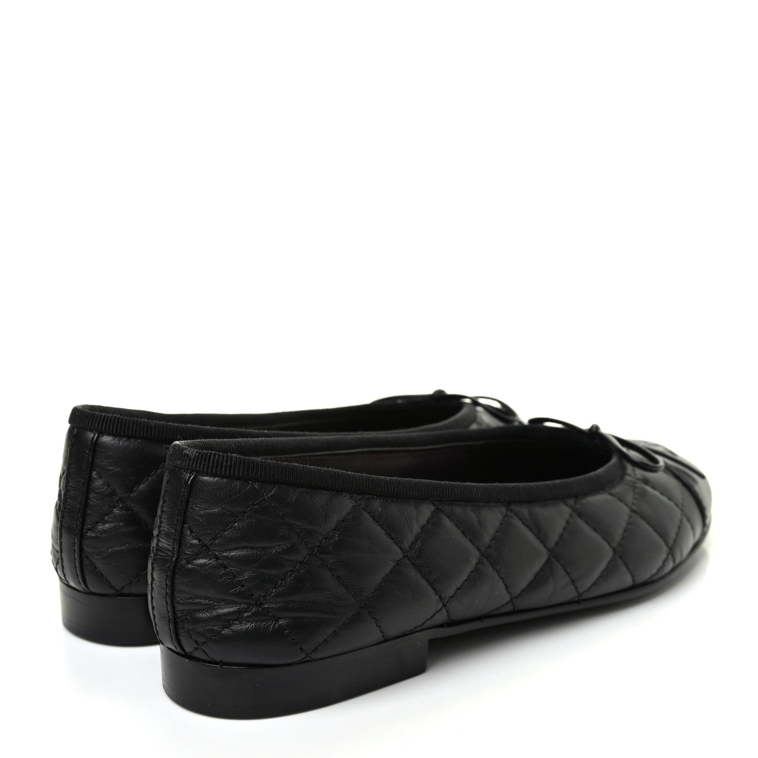 Chanel Aged Calfskin Quilted CC Cap Toe Ballerina Flats 36.5 Black 4 of 9