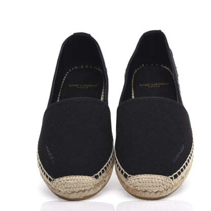 Saint Laurent Canvas Elba Logo Embroidered Espadrilles 35 Black 5 of 10